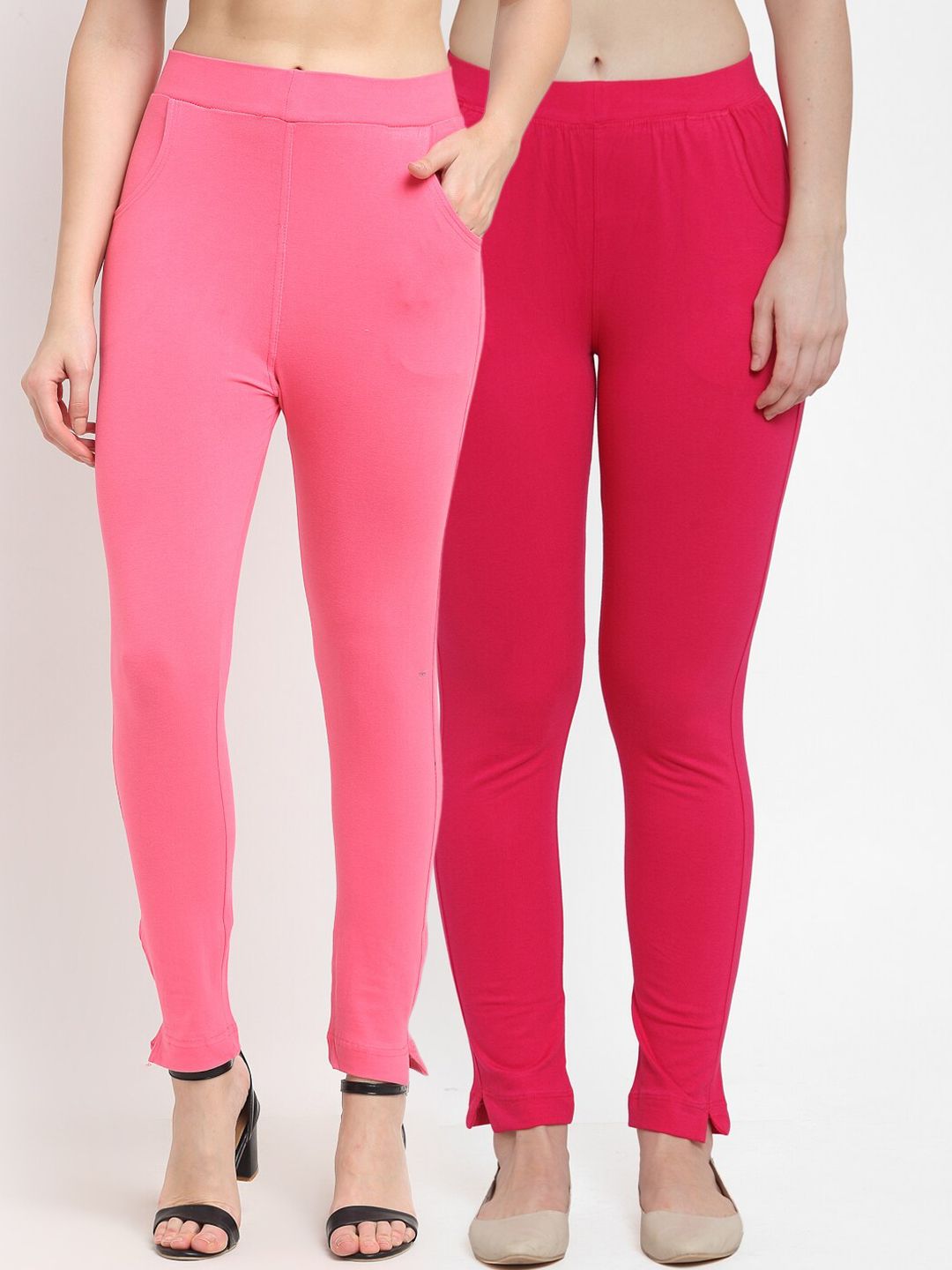TAG 7 Women Pink & Magenta Pack of 2 Leggings Price in India