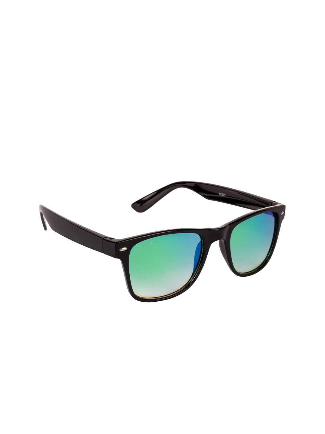 NuVew Unisex Green Lens & Black Wayfarer Sunglasses - 16042-22-NW-82230-Mirror Green-Blue Price in India