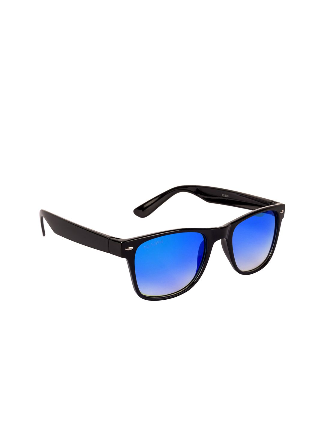 NuVew Unisex Blue Lens & Black Wayfarer Sunglasses - 16041-22-NW-82230-Mirror Blue-Purple Price in India