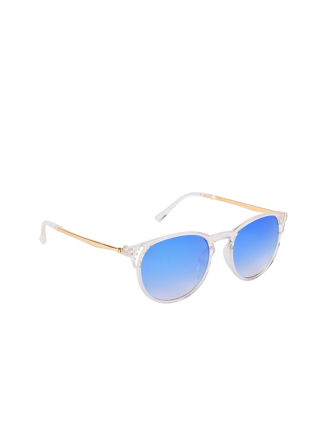 NuVew Unisex Blue Lens & Gold-Toned Wayfarer Sunglasses - 16180-29-NW-25252-Mirror Blue Price in India