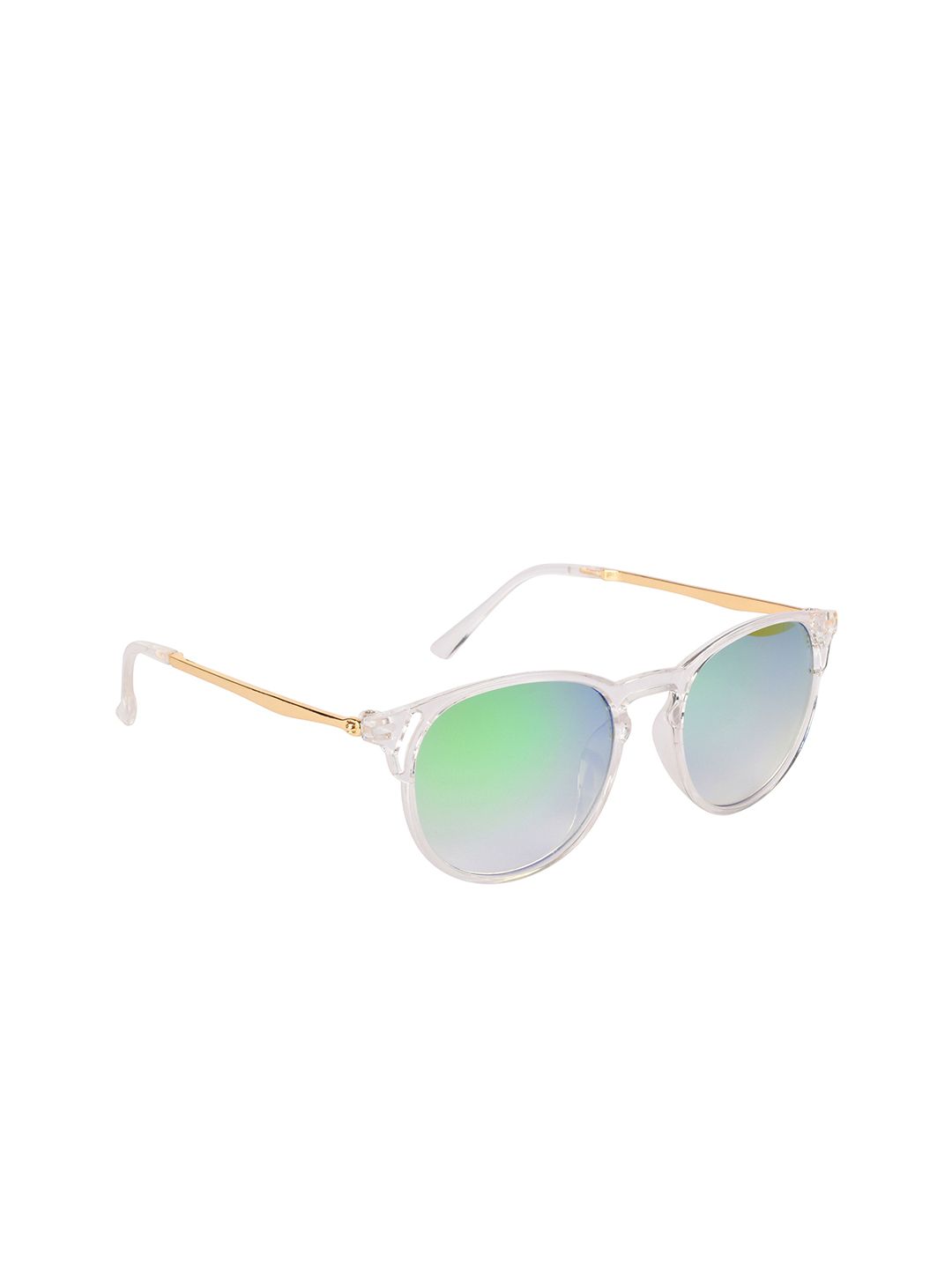 NuVew Unisex Green Lens & Gold-Toned Wayfarer Sunglasses - 16182-29-NW-25252-Mirror Green Price in India