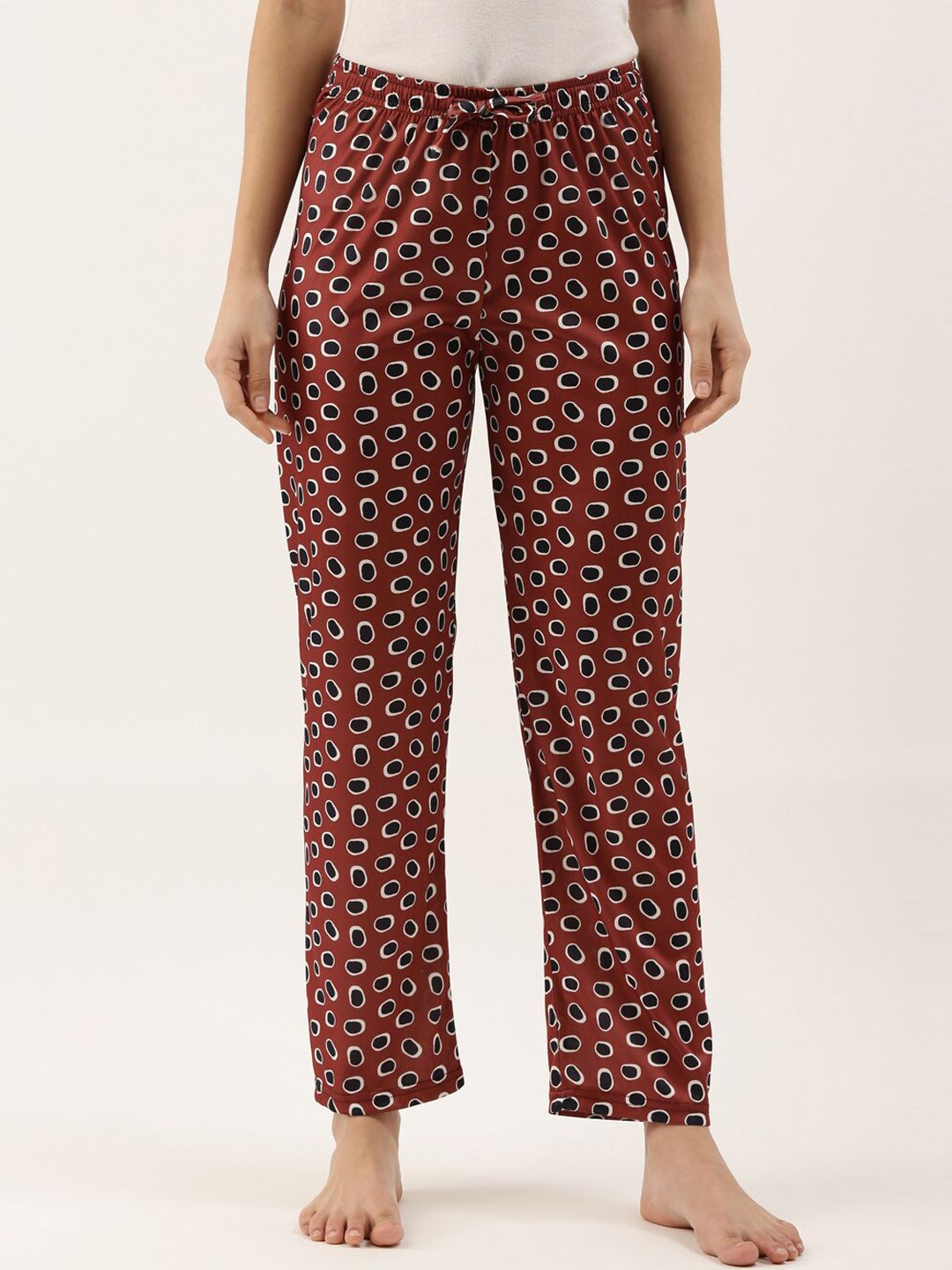 Bannos Swagger Women Maroon Printed Lounge Pant Price in India