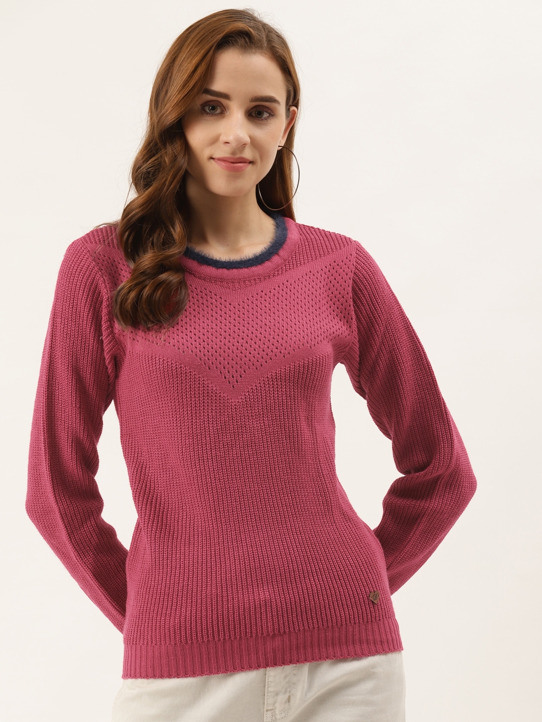 Duke Women Pink Self Design Pullover Price in India