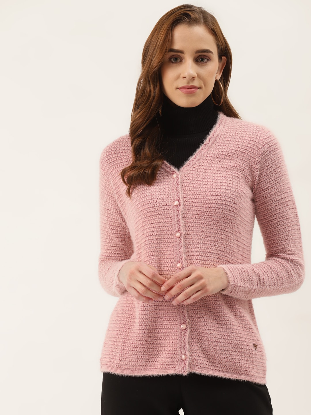 Duke Women Pink Woolen Cardigan Price in India