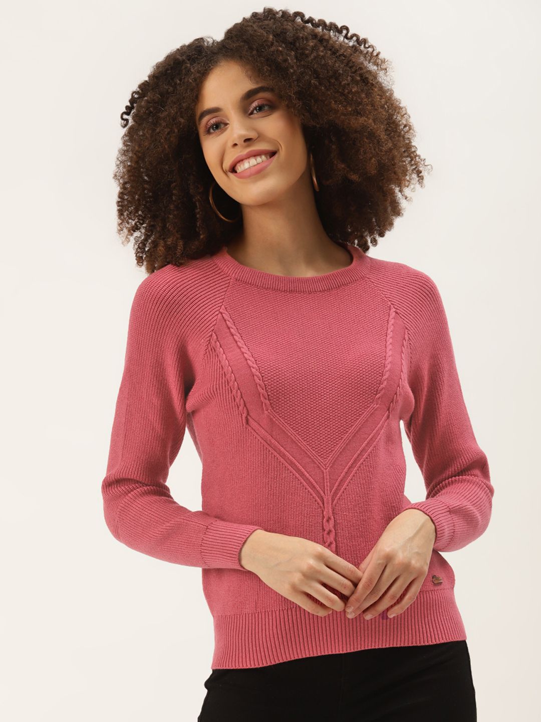 Duke Women Dusty Pink Self Design Pullover Price in India