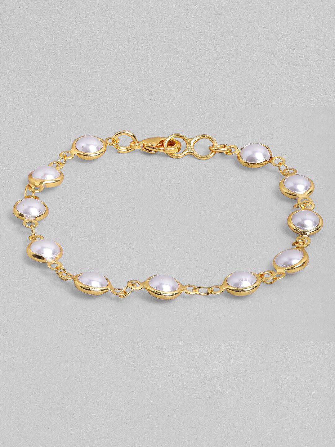 Rubans Women 24K Gold-Toned Handcrafted Pearl Studded Charm Bracelet Price in India