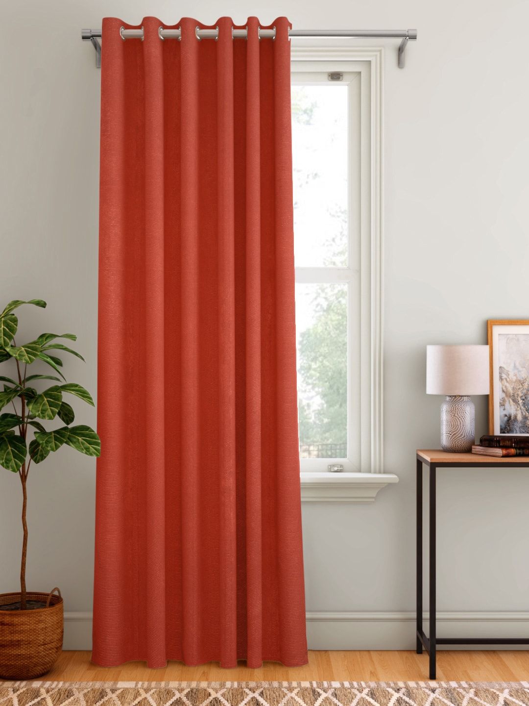 Aura Rust Red Self Design Door Curtain Price in India