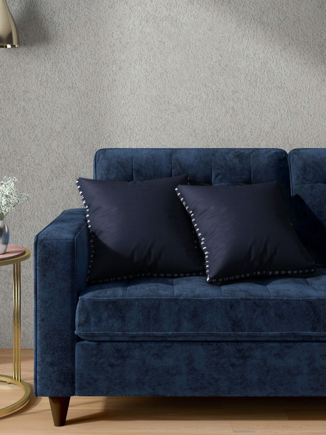 Aura Set of 2 Navy Blue Square Cushion Covers Price in India