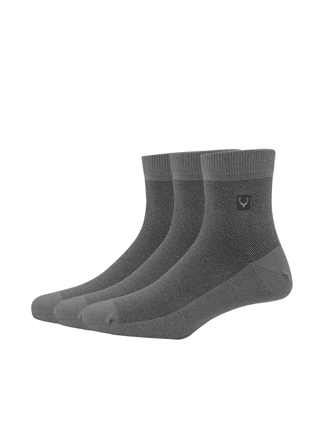 Allen Solly Men Pack Of 3 Charcoal Patterned Above Ankle-Length Socks