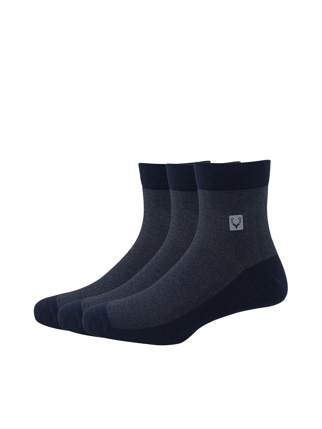 Allen Solly Men Pack Of 3 Navy Blue Solid Above Ankle-Length Socks