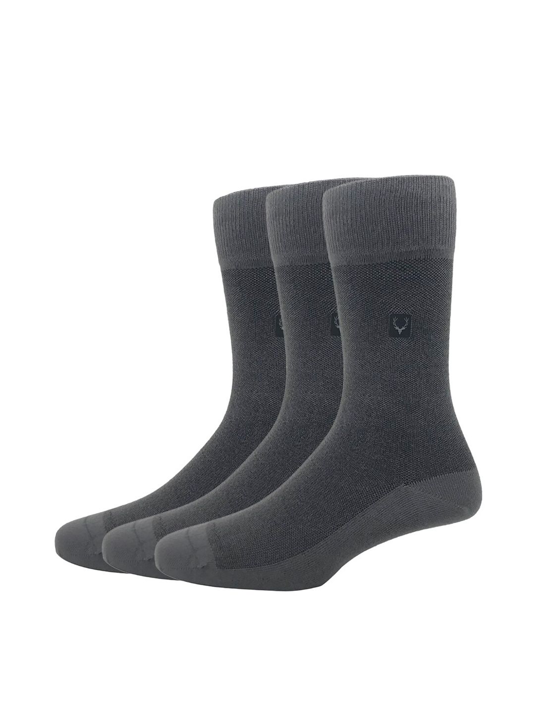 Allen Solly Men Pack Of 3 Grey Solid Calf-Length Socks