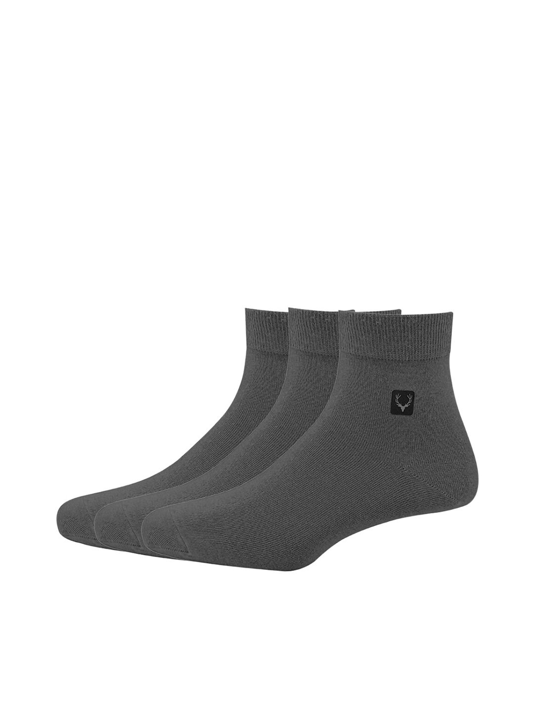 Allen Solly Men Pack Of 3 Grey Solid Above Ankle-Length Socks