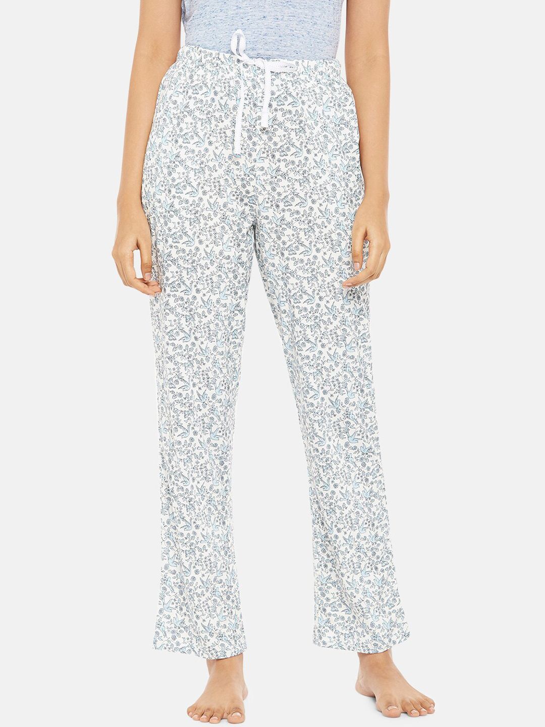 Dreamz by Pantaloons Women White Printed Lounge Pants Price in India