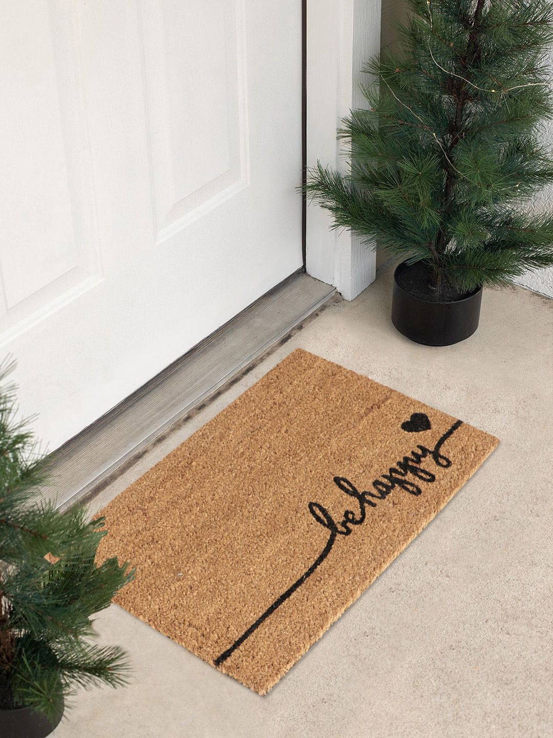 HomeStorie Brown & Black Printed Anti-Skid Rectangular Doormat Price in India