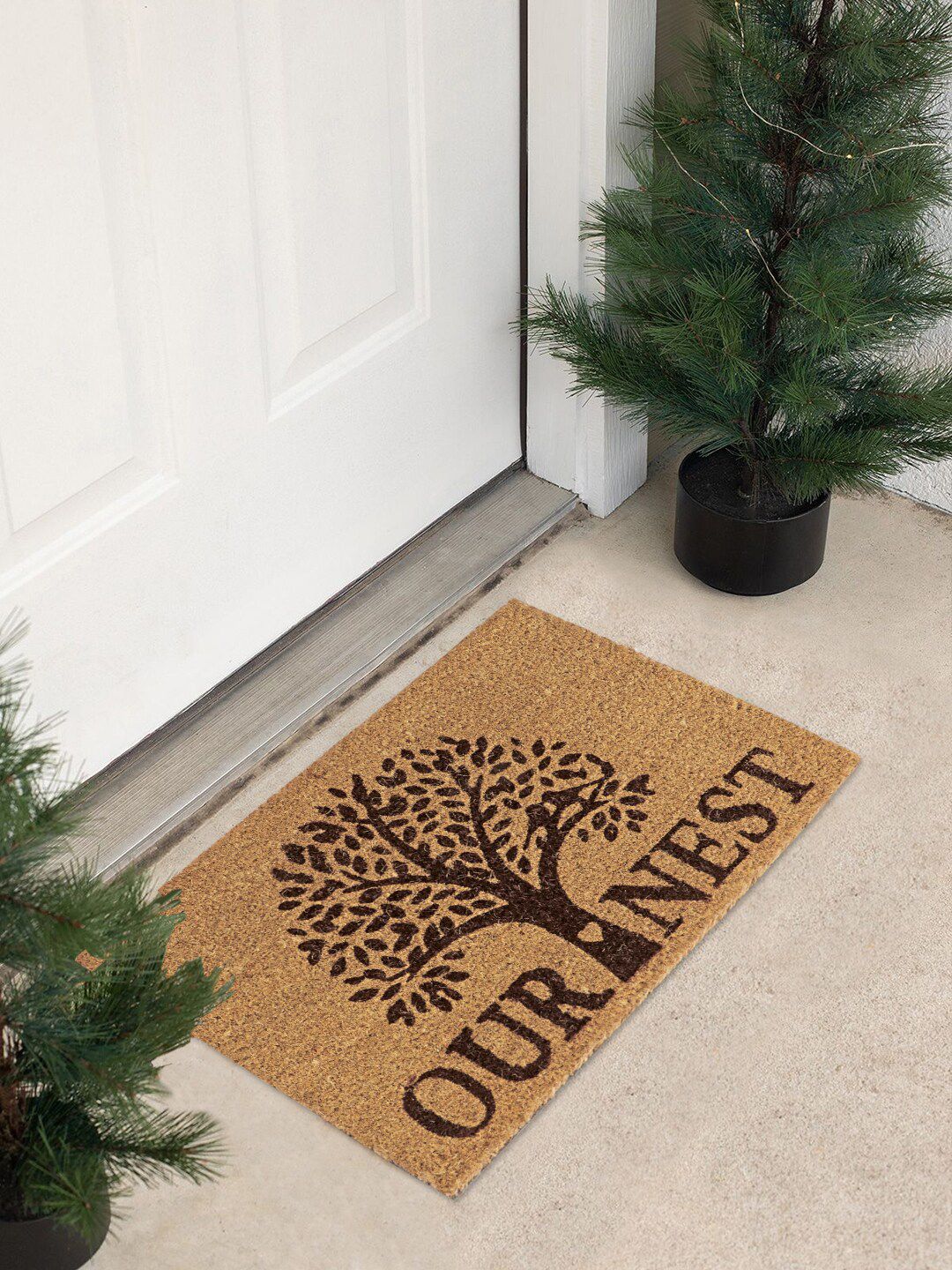 HomeStorie Brown Printed Coir Anti-Skid Doormat Price in India