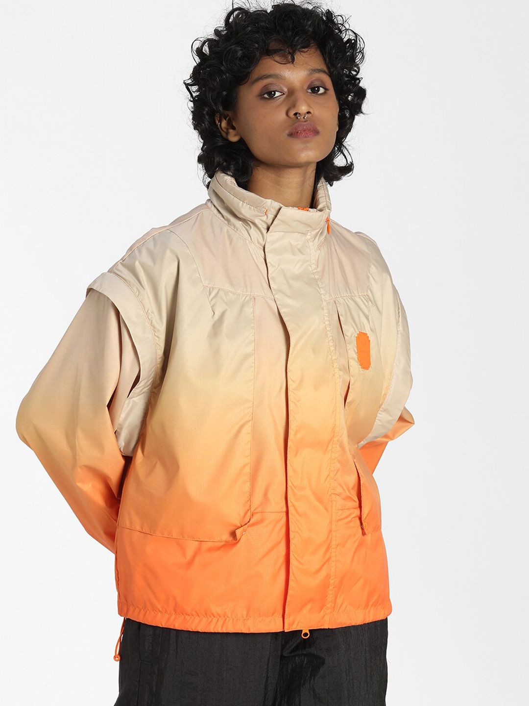 Puma Women Orange Solid Open Front Jacket Price in India