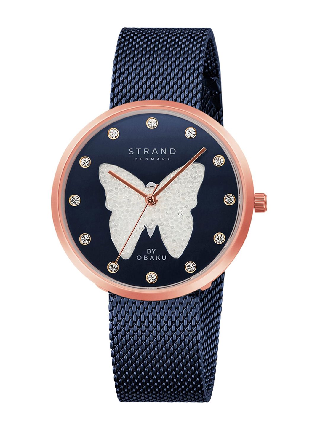 STRAND BY OBAKU Women Blue Printed Brass Dial & Blue Straps Analogue Watch S700LHVLML-DBW Price in India