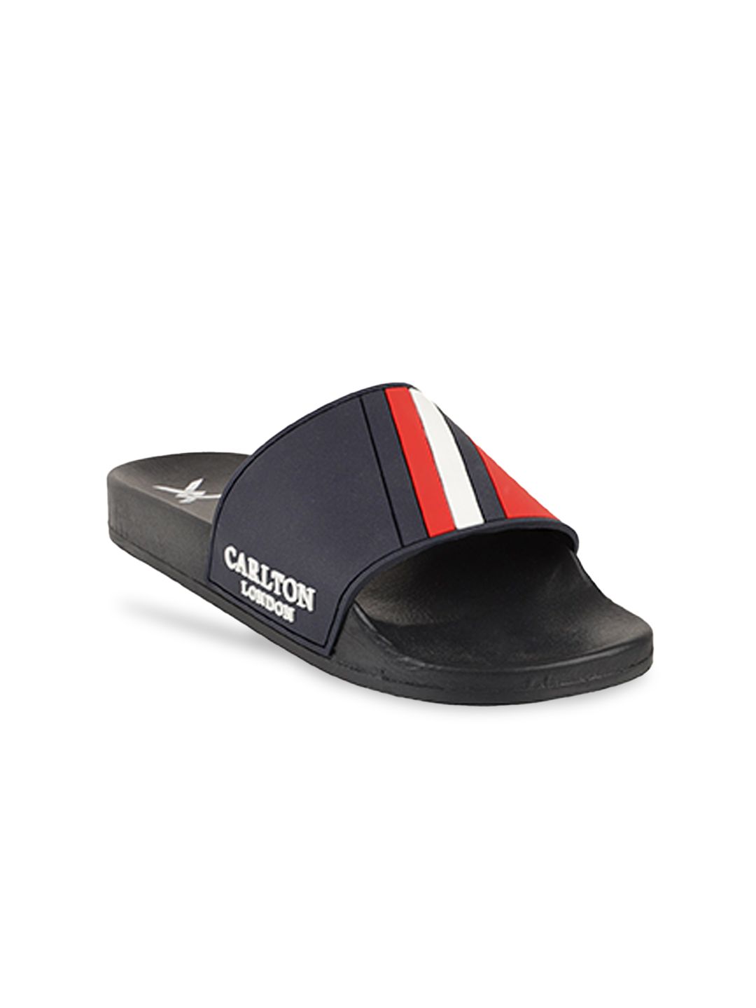 Carlton London sports Women Navy Blue & Red Colourblocked Flip Flop Sliders Price in India