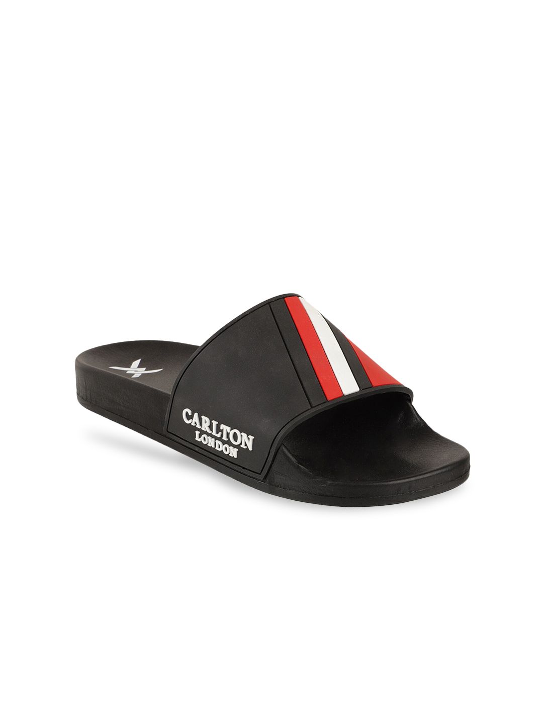 Carlton London sports Women Black & Red Colourblocked Flip Flop Sliders Price in India