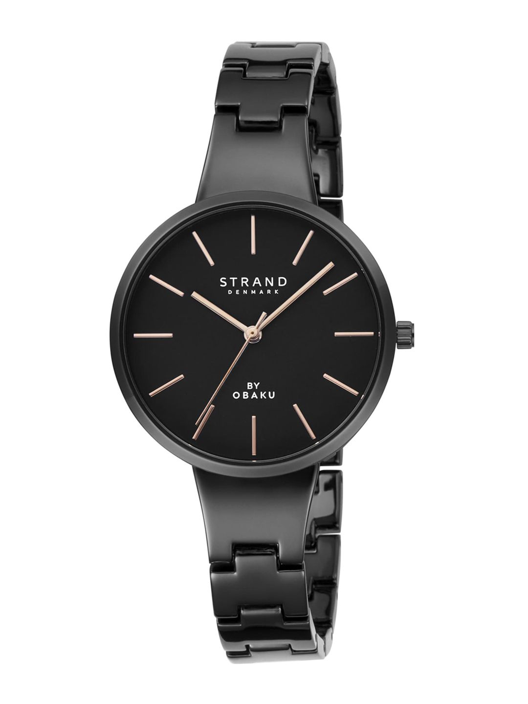 STRAND BY OBAKU Women Black Brass Dial & Black Bracelet Style Straps Watch S700LXBBSB Price in India