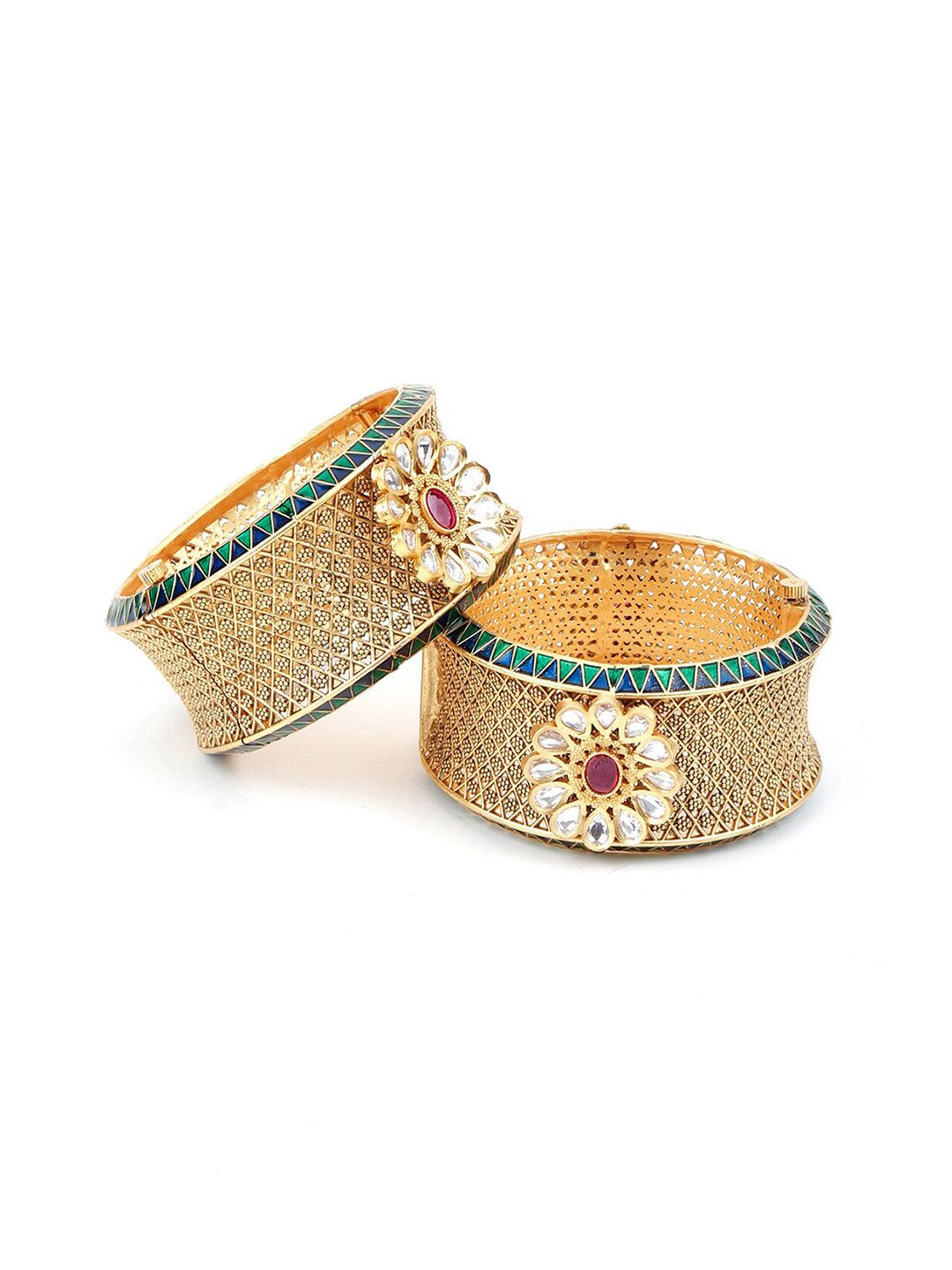 ODETTE Women Gold-Toned & White Bangle-Style Bracelet Price in India