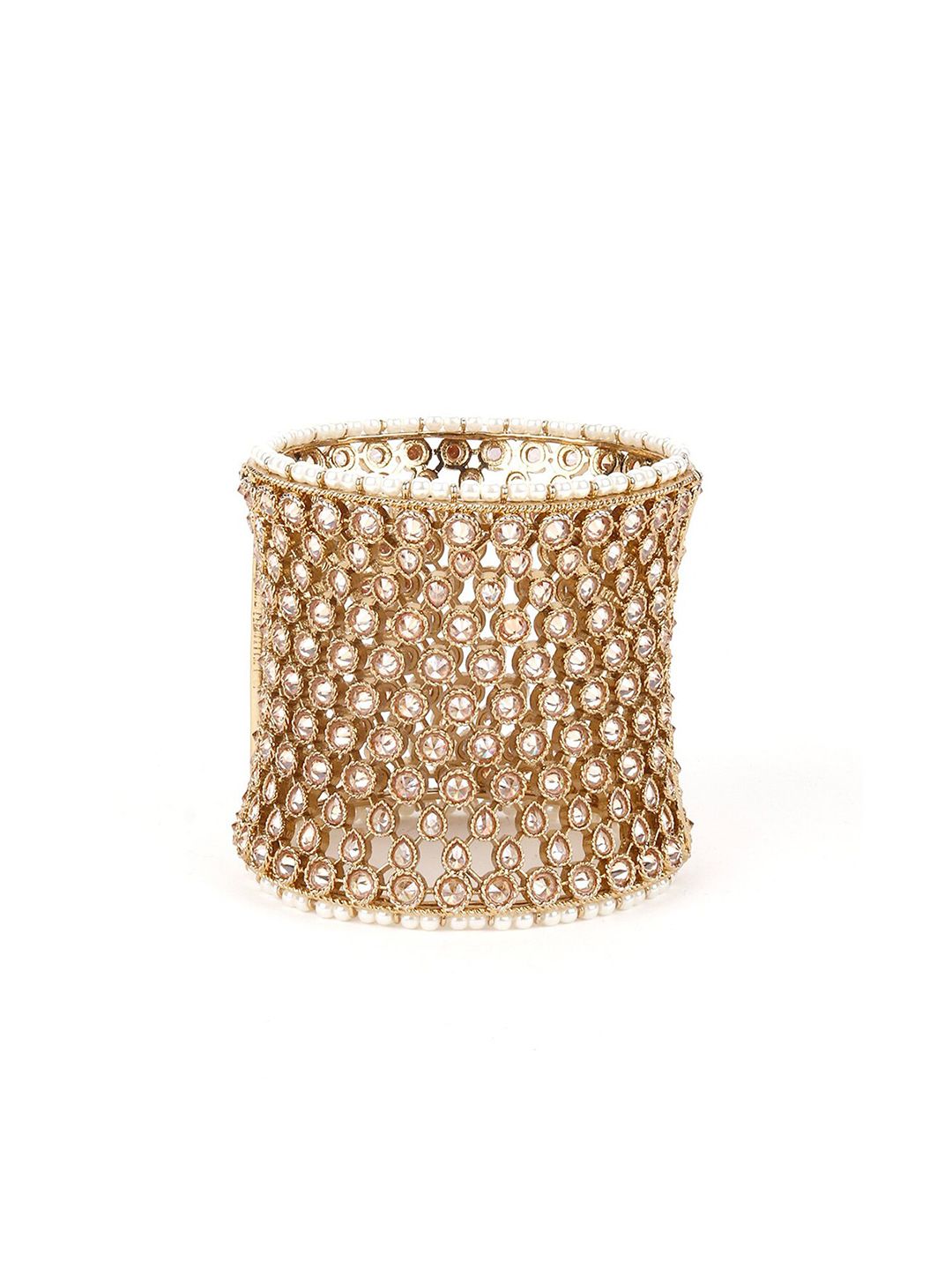 ODETTE Women Gold-Toned & White Gold-Plated Bangle-Style Bracelet Price in India