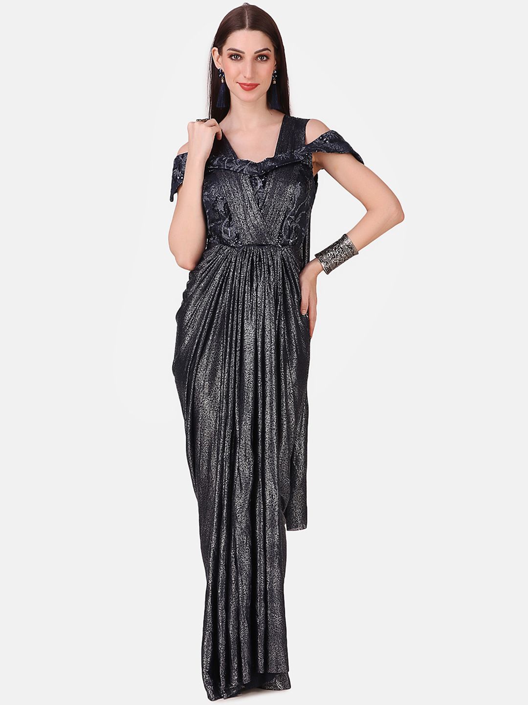 Grancy Blue Velvet Maxi Dress Price in India