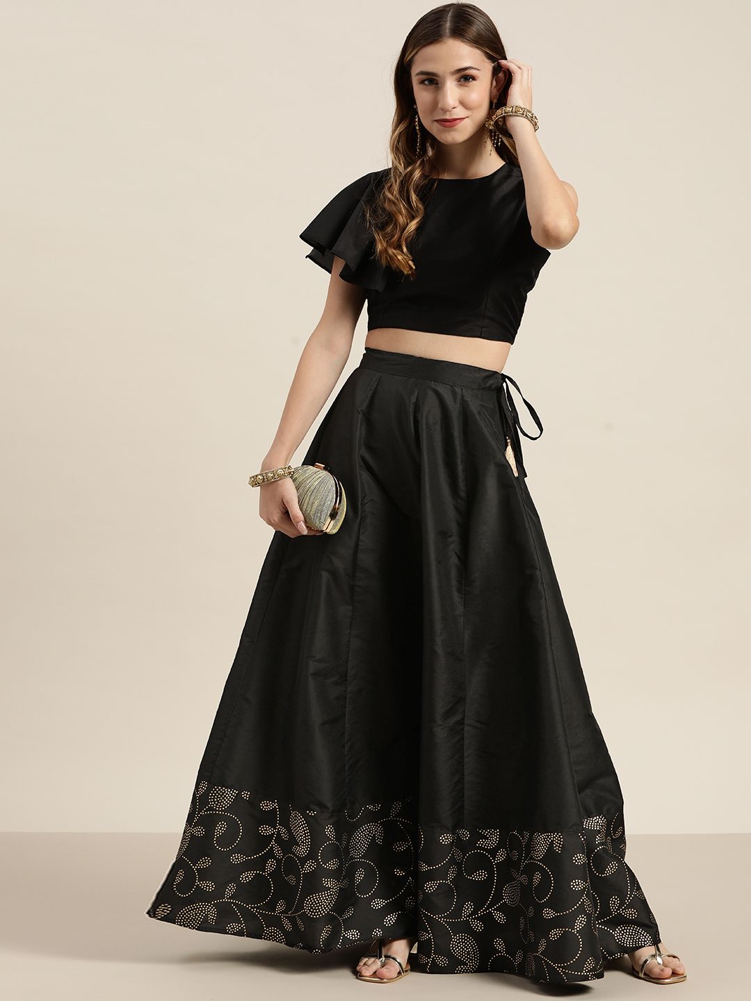 Shae by SASSAFRAS Women Stylish Black Sleek Skirt Price in India