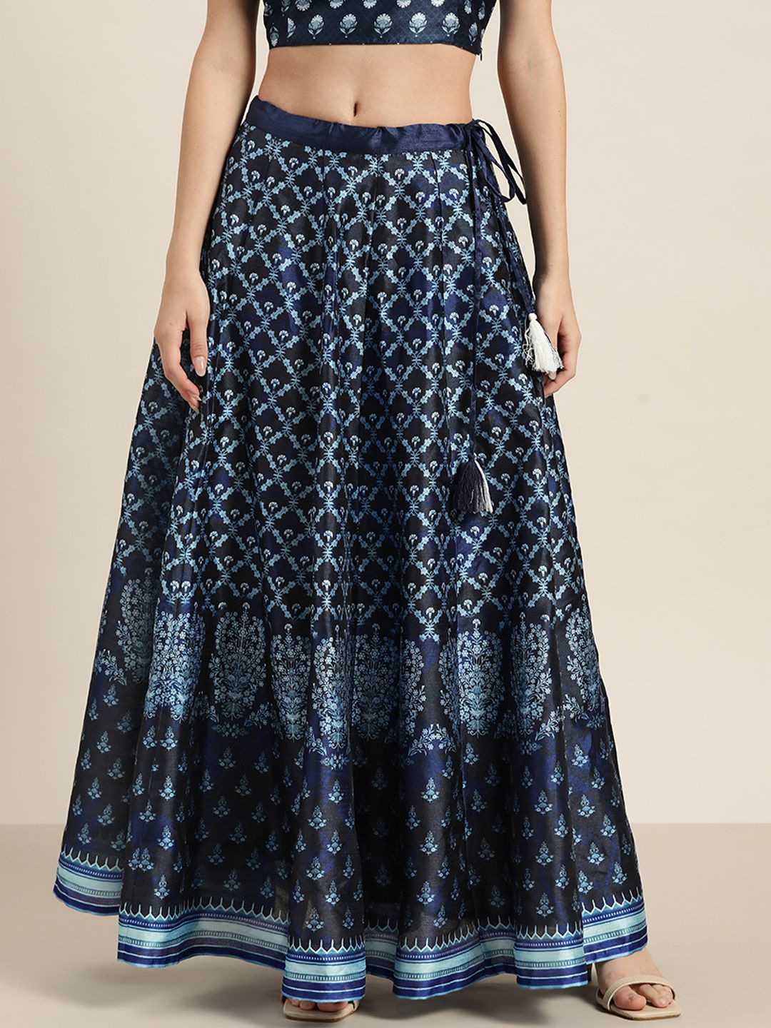 Shae by SASSAFRAS Women Deep Navy Blue Floral Skirt