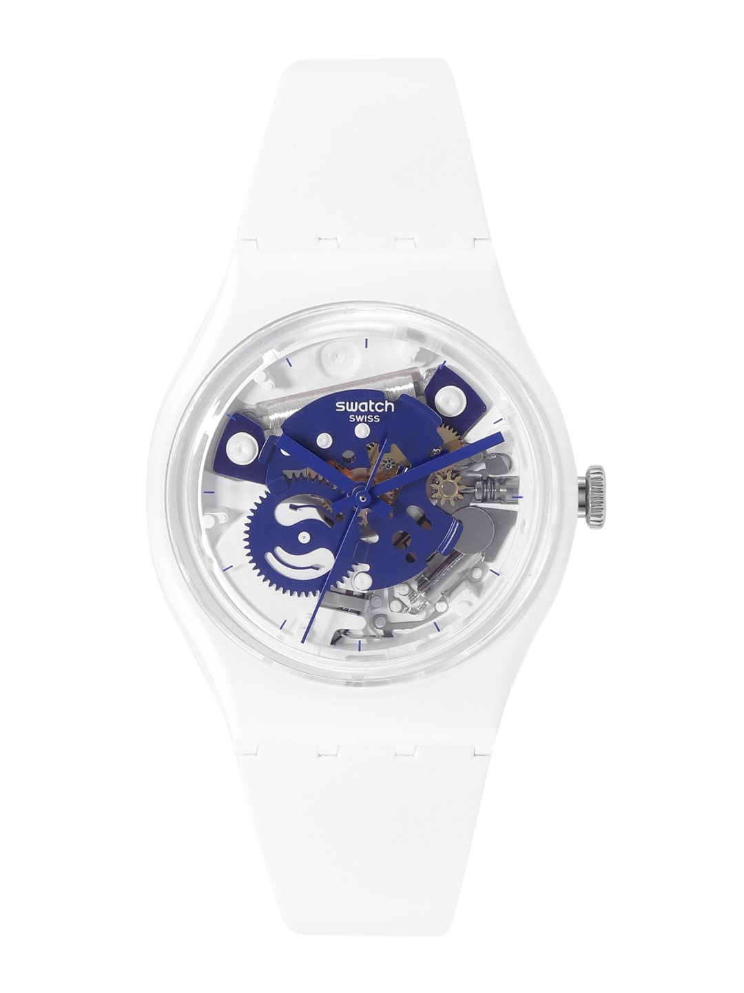 Swatch Unisex White Patterned Dial & White Ceramic Straps Water Resistant Analogue Watch Price in India