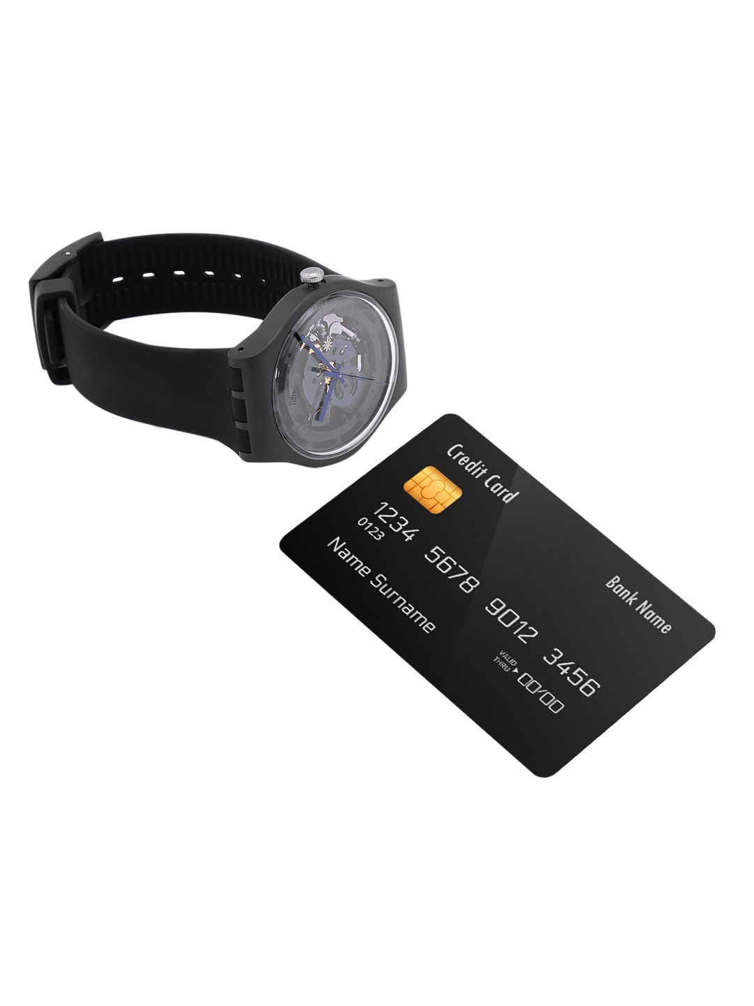 Buy Swatch Unisex Black Patterned Dial & Black Ceramic Straps