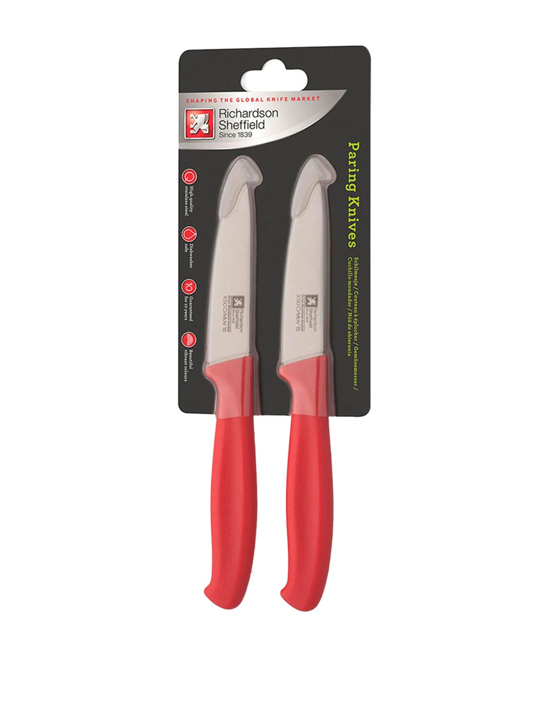 Richardson Sheffield Set Of 2 Red & Silver-Toned Solid Stainless Steel Paring Knives Price in India
