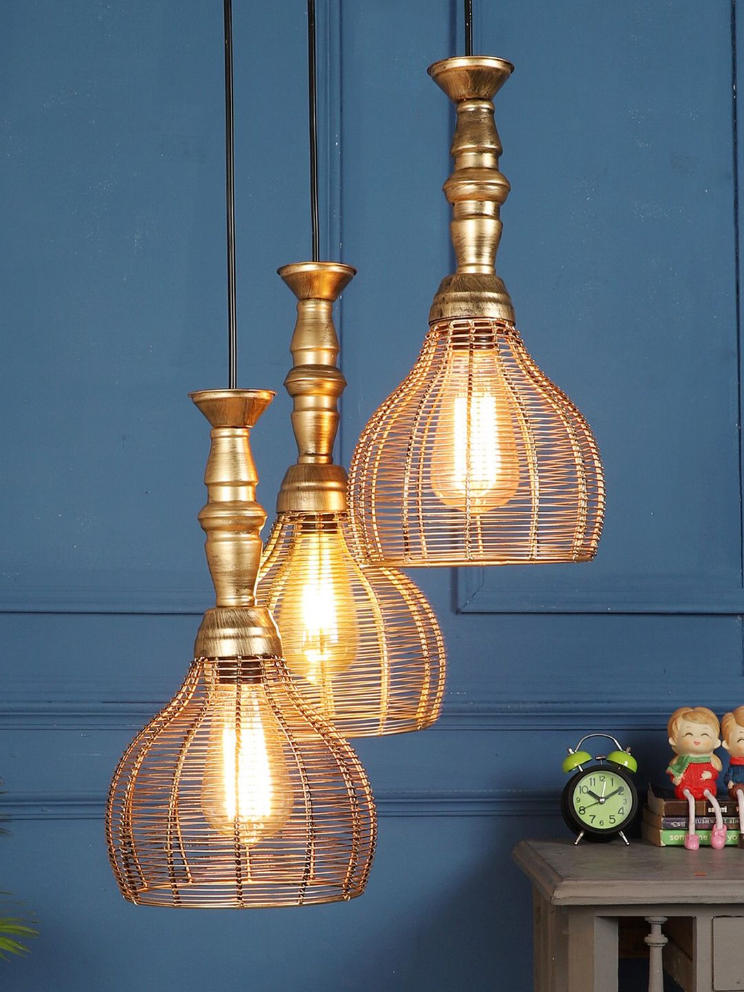 MFD HOME FURNISHING Gold-Toned Iron Contemporary Cluster Lights Price in India