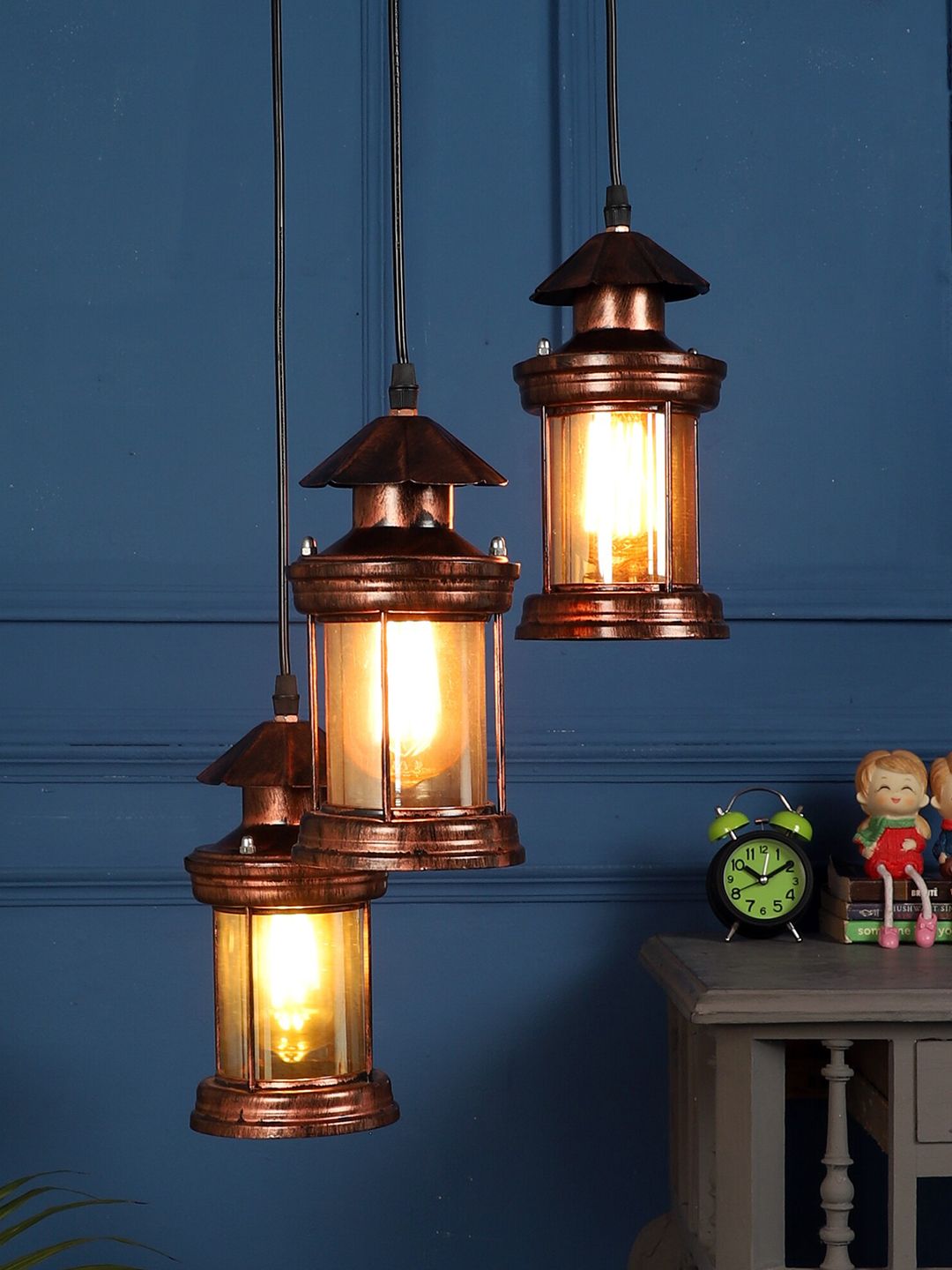 MFD HOME FURNISHING Copper-Toned & White Glass Quirky Cluster Lights Price in India
