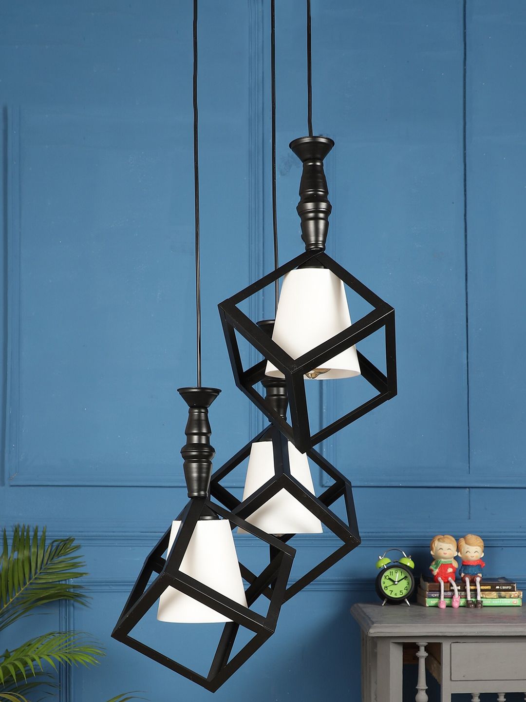 MFD HOME FURNISHING Black & White Iron Contemporary Cluster Light Price in India