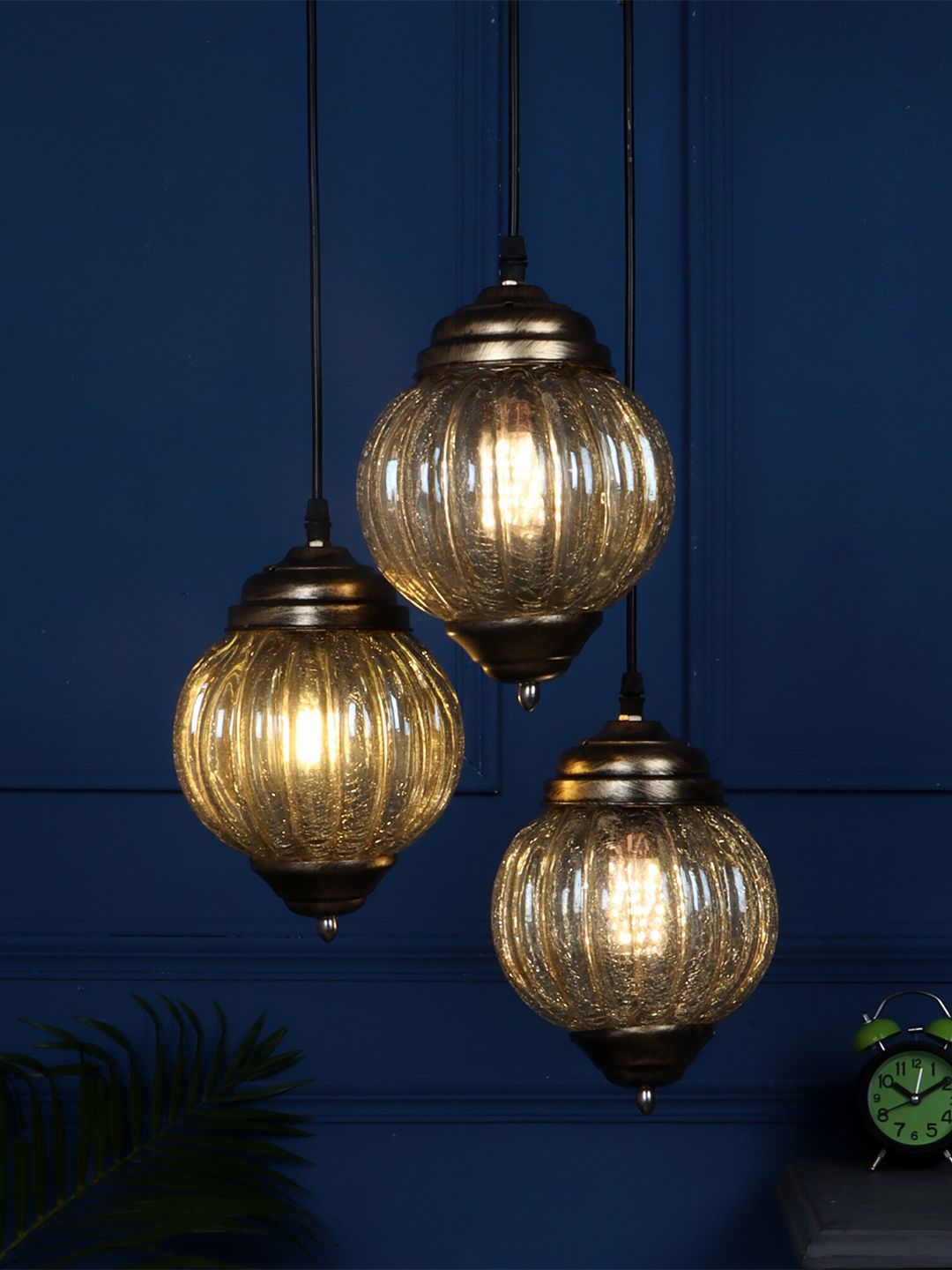 MFD HOME FURNISHING Gold-Toned Glass Quirky Ceiling Lamp Price in India