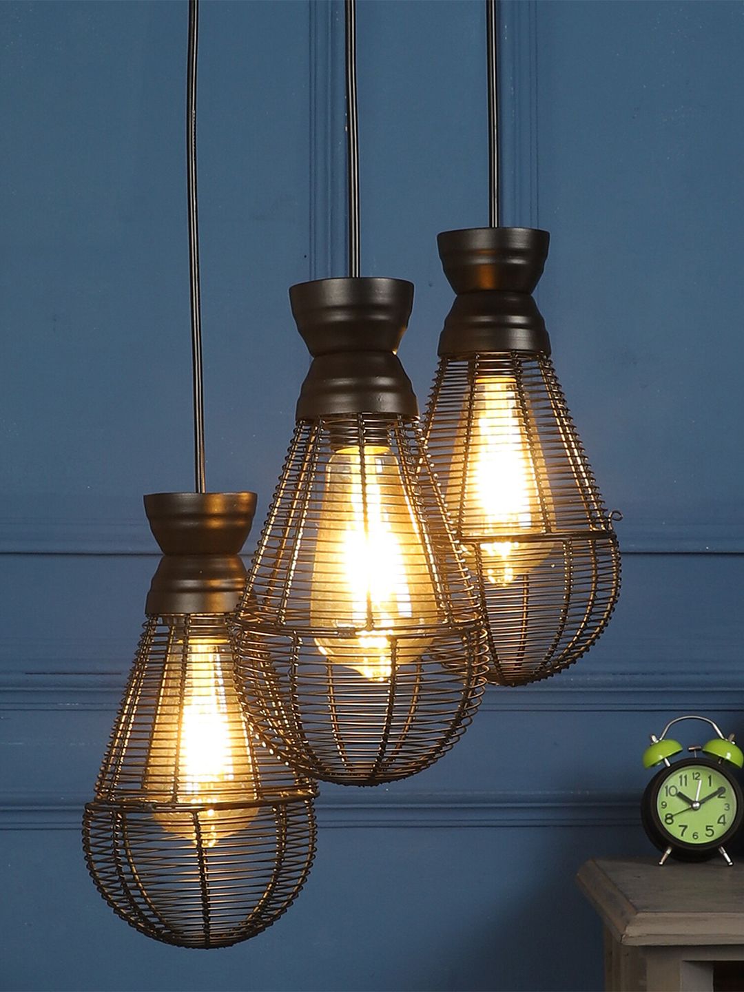 MFD HOME FURNISHING Black & Gold-Toned Iron Contemporary Cluster Lights Price in India