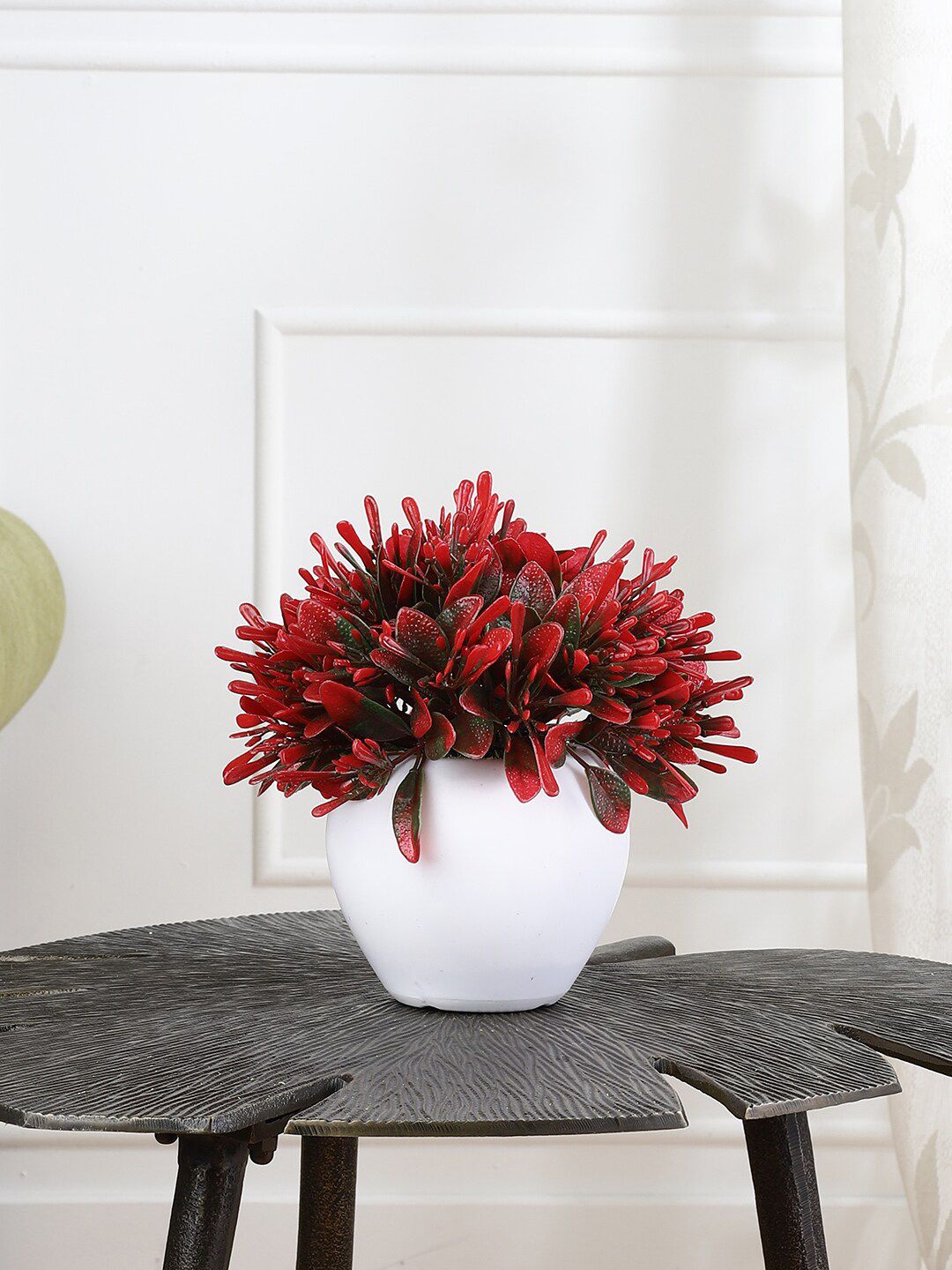 FOLIYAJ Red Artificial Plant With White Pot Price in India