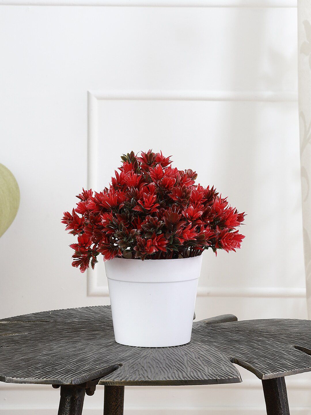 FOLIYAJ Red Leaves Artificial Plant With White Pot Price in India