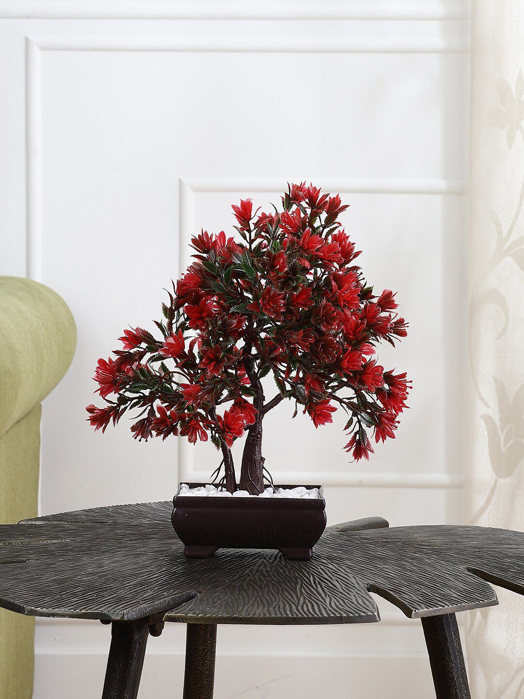 FOLIYAJ Red & Brown Artificial 2 Trunked Tree With Pot Price in India