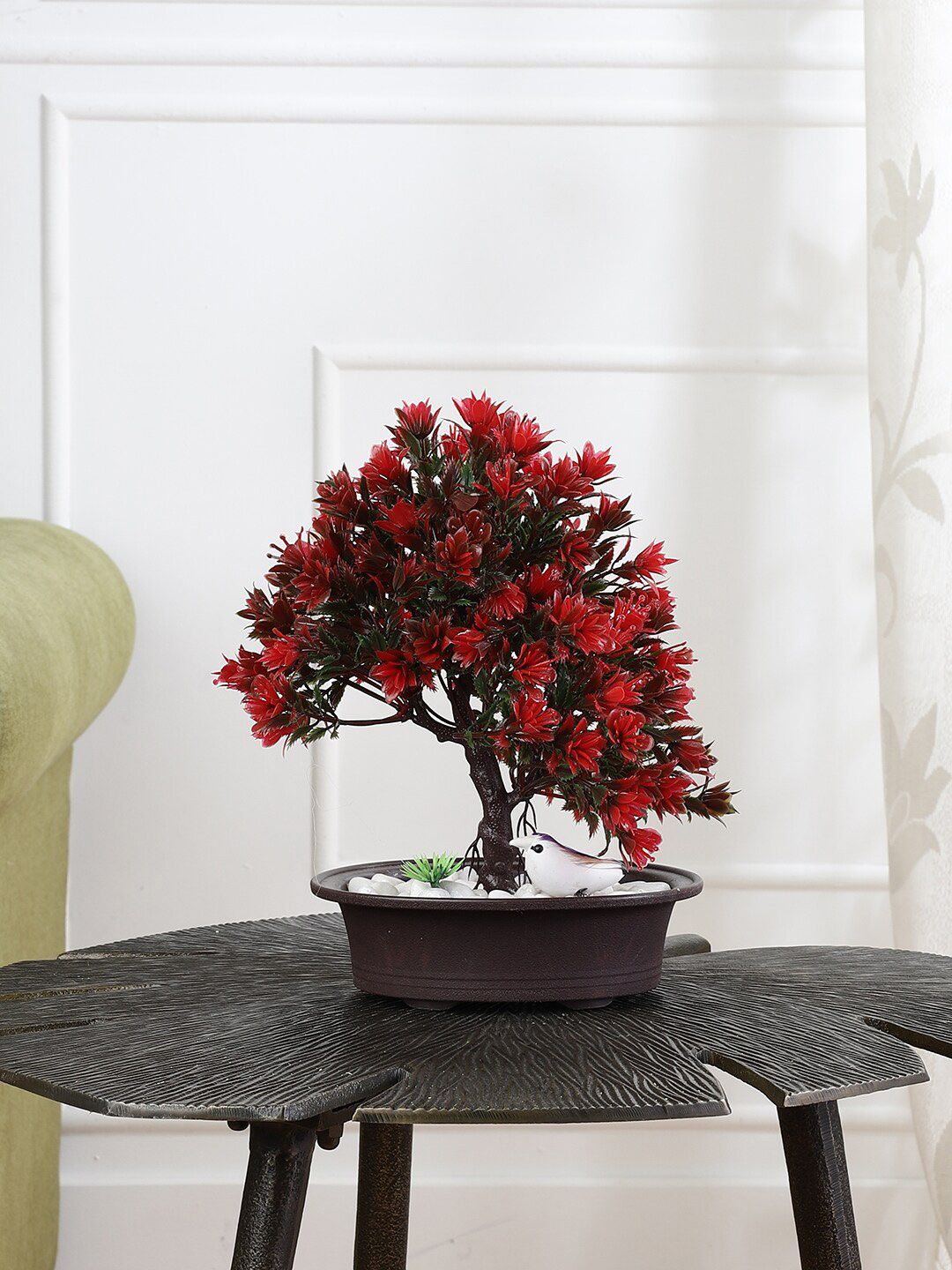 FOLIYAJ Red & Brown Artificial 3 Branched Tree With Pot Price in India