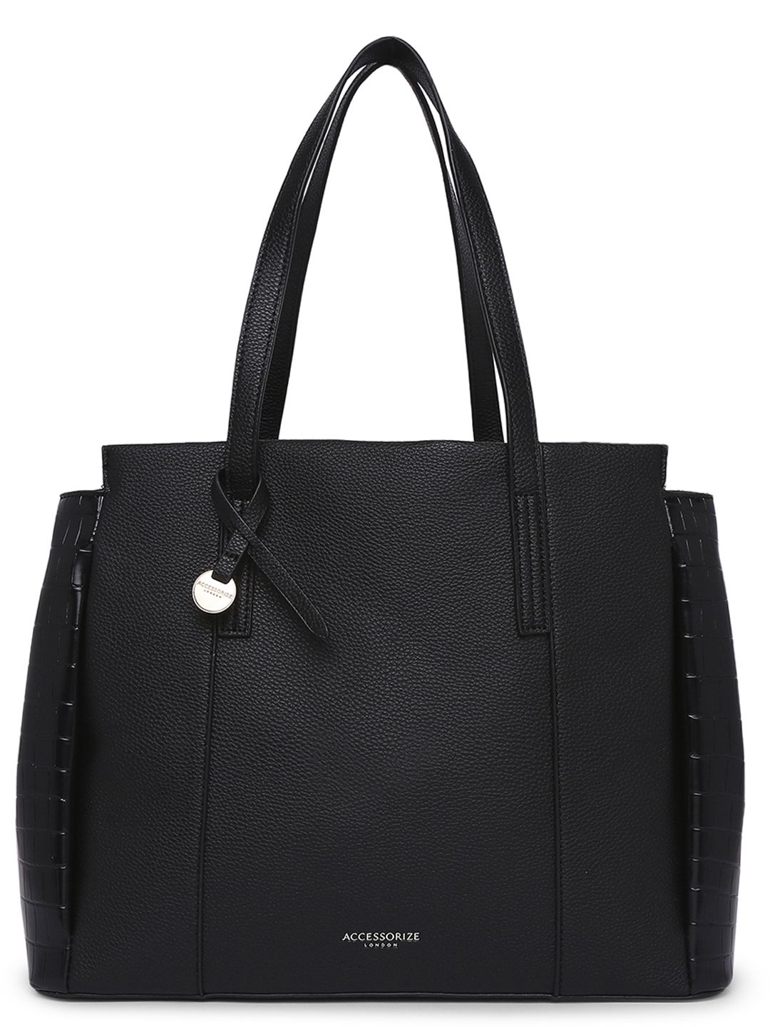 Accessorize Black Solid Structured Shoulder Bag Price in India