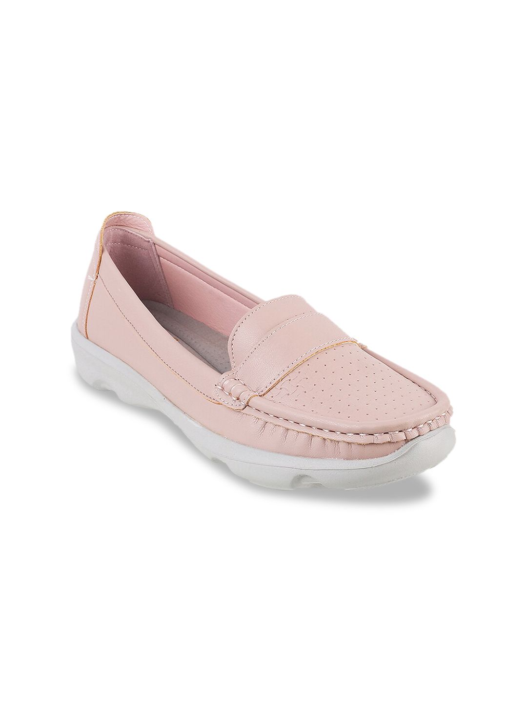 Metro Women Pink Ballerinas with Laser Cuts Flats Price in India