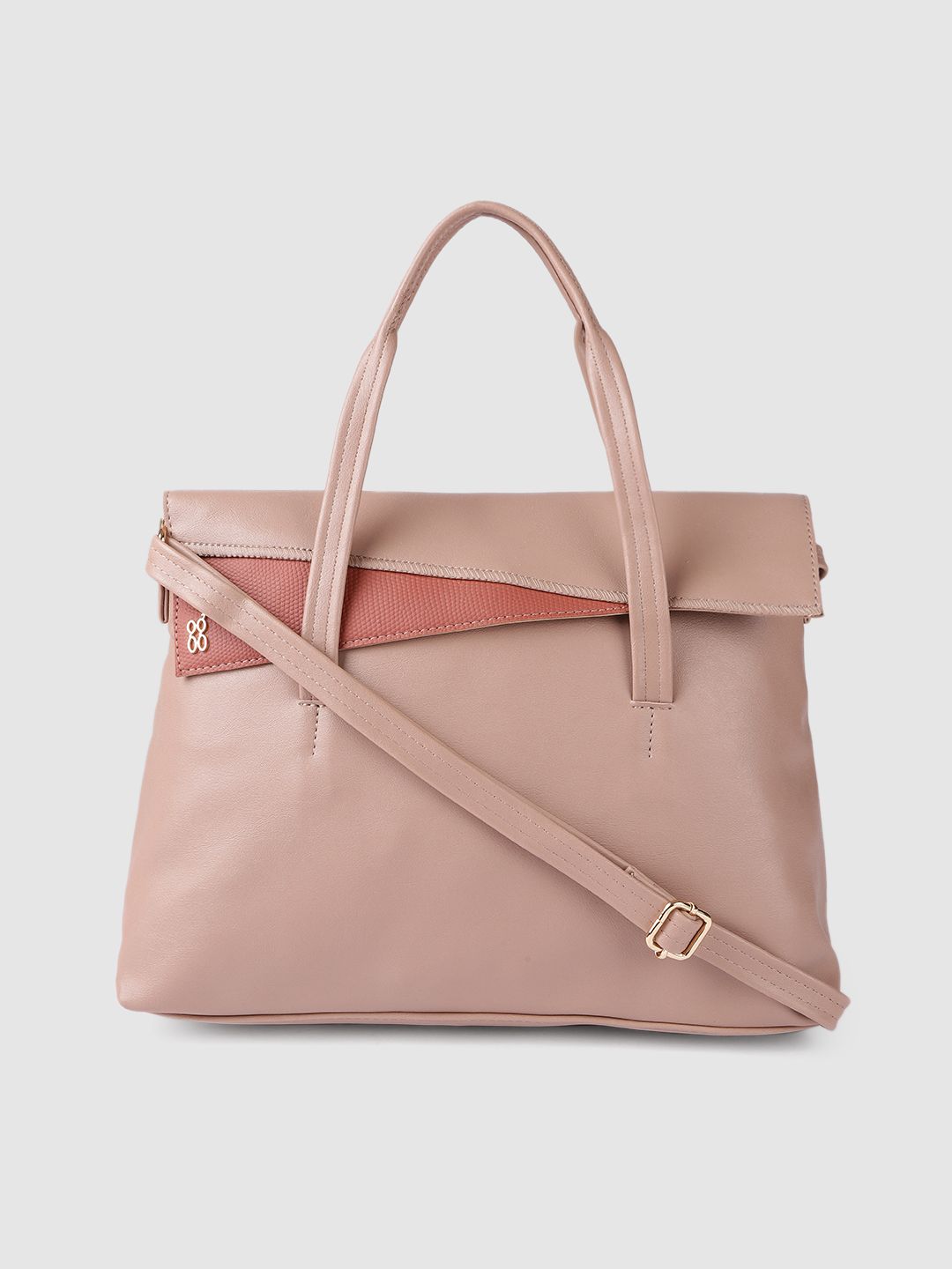 Baggit Pink Solid Structured Handheld Bag Price in India