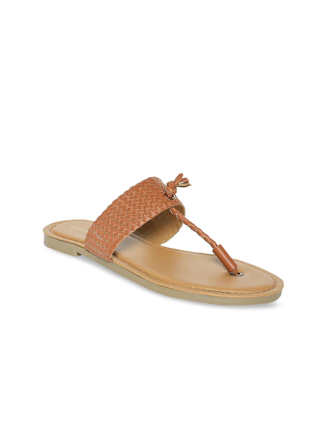 Forever Glam by Pantaloons Women Tan T-Strap Flats Price in India