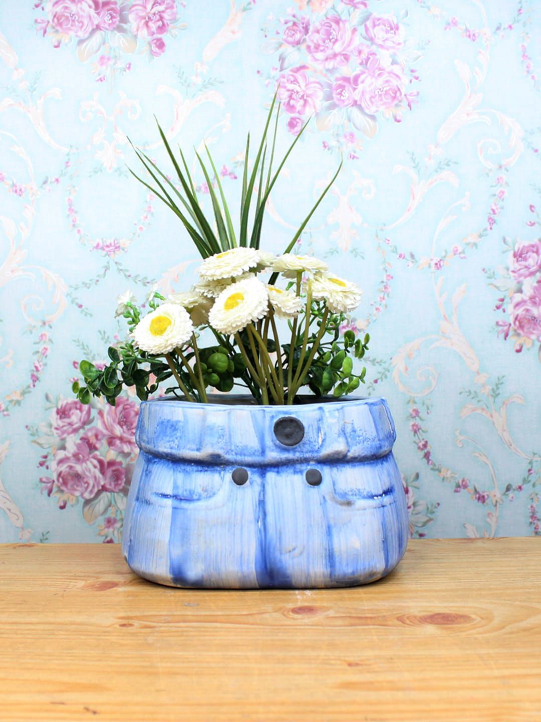 Wonderland Blue Ceramic Jeans Planter Price in India