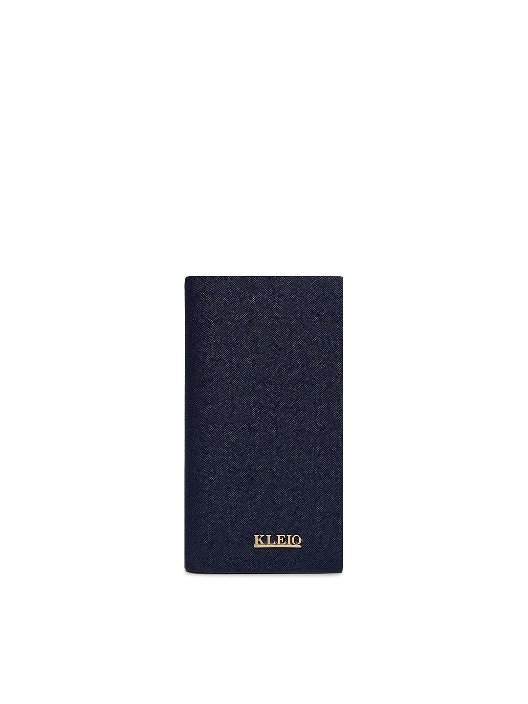 KLEIO Women Blue Solid Two-Fold Wallet Price in India