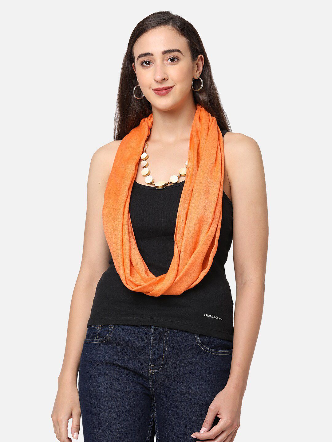 Get Wrapped Women Orange Jewelled Scarf with Removable Jewellery Price in India