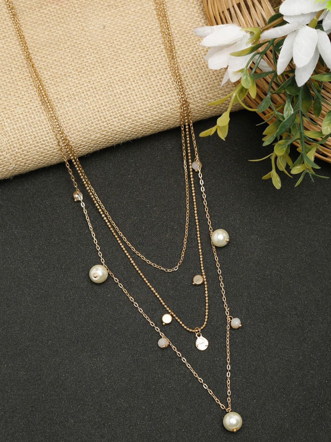 NEUDIS Gold-Toned & White Gold-Plated Layered Necklace Price in India