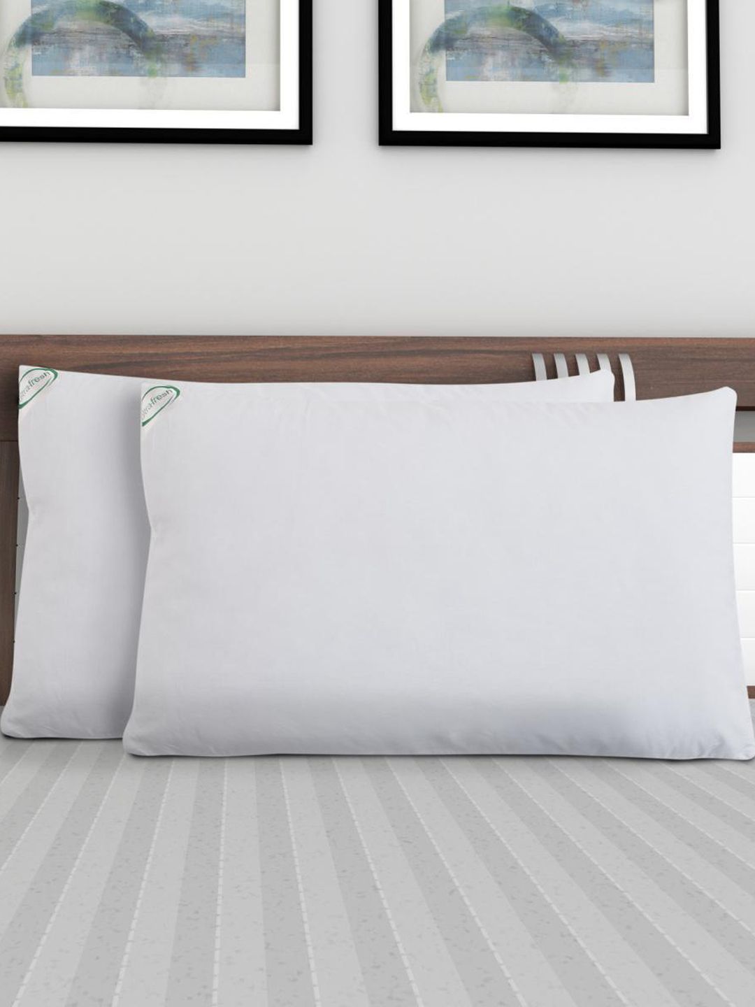 Home Centre Set Of 2 White Solid Pillows Price in India